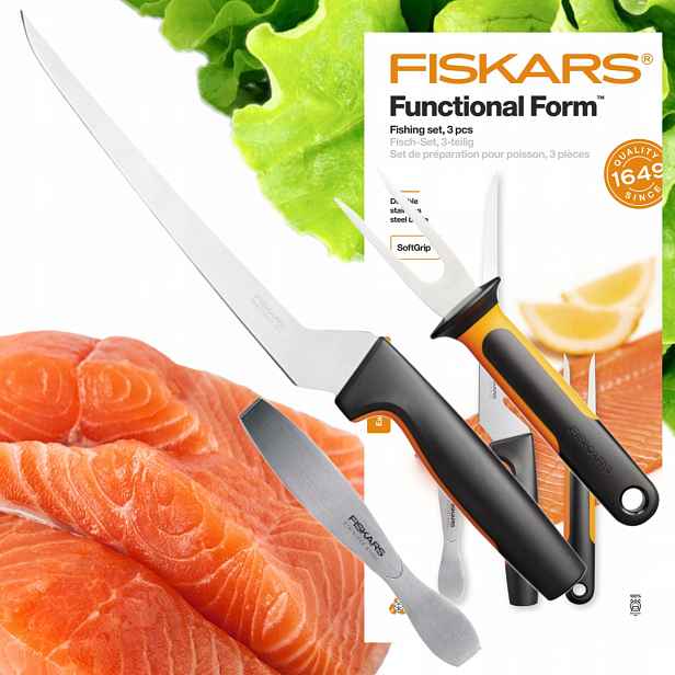 Fiskars Sada 3 Kuchyňských Nástrojů Na Ryby Nůž Vidlička Pinzeta Na Kosti
