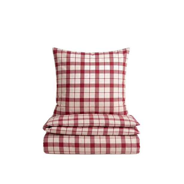 Povlečení Nordy flanelové z barvených nití s bordovou kostkou 220x200 Homla