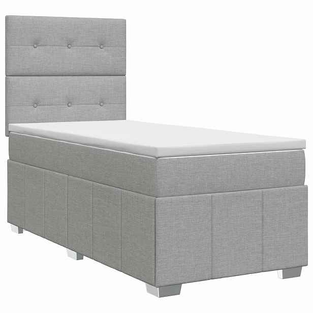 vidaXL Postel boxspring s matrací Světle šedá 100 x 200 cm Textil