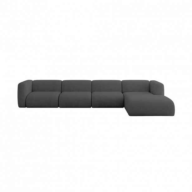 ALTDECOR ROHOVÁ SEDAČKA S PRAVOU OTOMANOU MIRA-L3 409x179x70 Tmavě šedá Velur