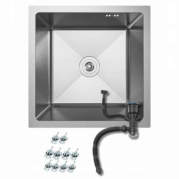 Kuchyňský Dřez 44X44 CM Nerezová Ocel 304 Inox Se Sifonem