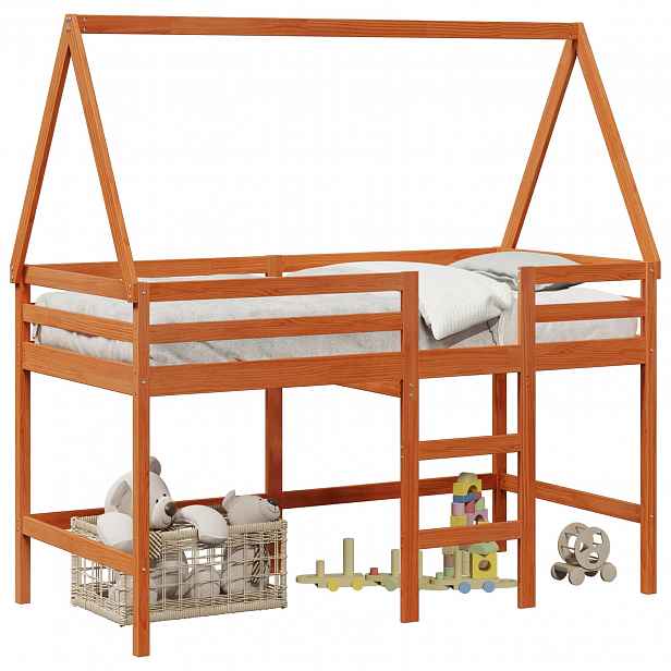 vidaXL Rám postele loft Voskově Hnědá 90 x 190 cm Masivní borovice