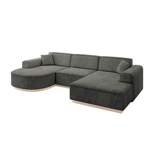 ALTDECOR SEDACÍ SOUPRAVA ve tvaru U ARRIO-U1 303x171x83 Tmavě šedá Velur