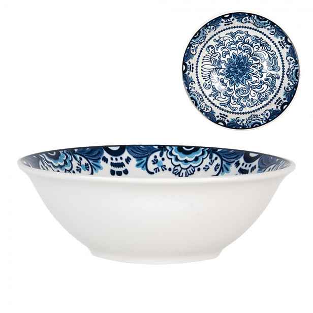 Bílá keramická miska s modrým vzorem Mibbo - Ø 15*5 cm / 350 ml Clayre & Eef