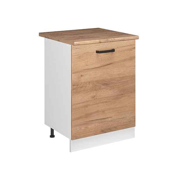 Vicco SPODNÍ SKŘÍŇKA KUCHYŇSKÉ LINKY R-Line, Zlatý mocný dub/Bílá, 60 cm s 1 dveřmi pracovná doska Dub Goldkraft