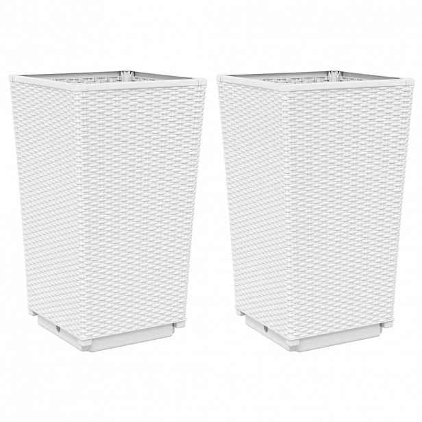 vidaXL Zahradní květináče 2 ks bílé 32,5 x 32,5 x 57 cm PP