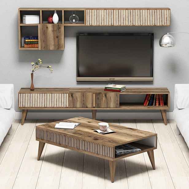 Hanah Home Sada obývacího nábytku Milan hnědá
