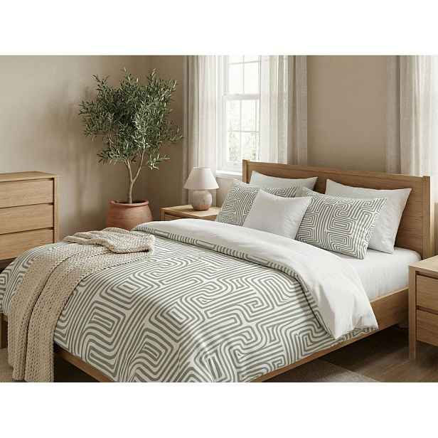Šalvějově zelené povlečení na jednolůžko 200x140 cm Maze – Mijolnir