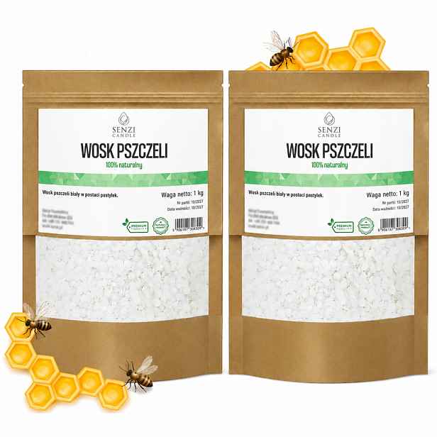 Vosk 100% Bílý granulát Pastilky do svíček Kosmetika Premium 2 kg