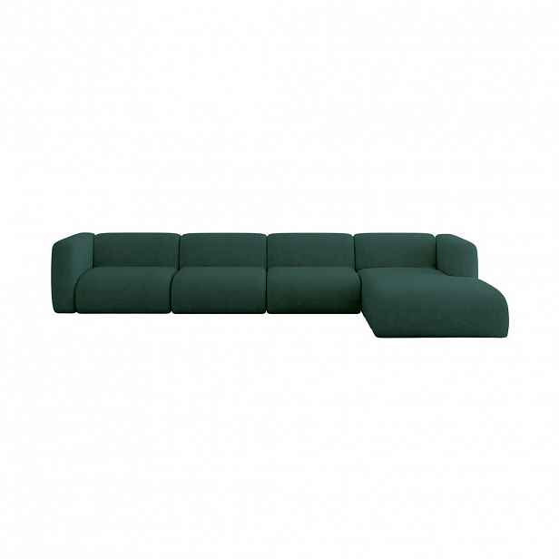 ALTDECOR ROHOVÁ SEDAČKA S PRAVOU OTOMANOU MIRA-L3 409x179x70 Zelená Velur