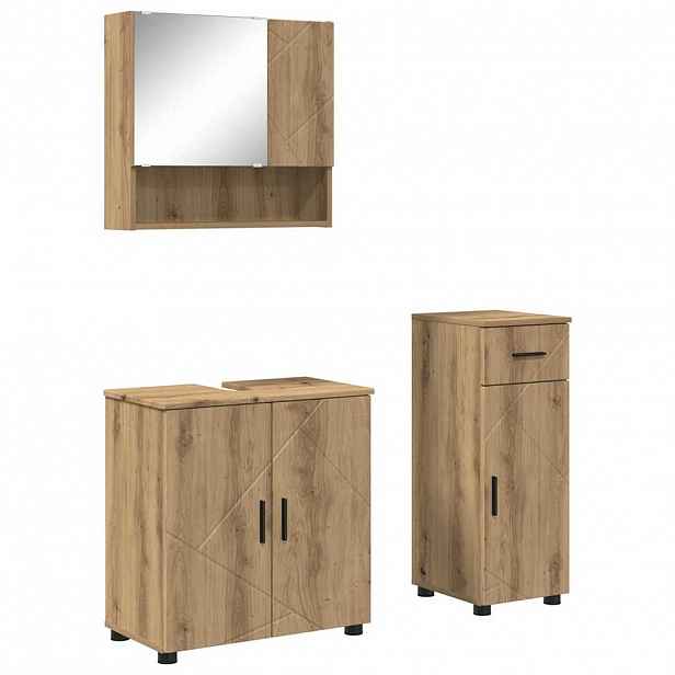 vidaXL Sada koupelnového nábytku 3 ks Artisanový dub 61 x 35 x 64 cm