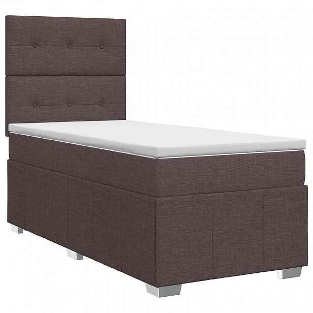 vidaXL Postel boxspring s matrací Tmavě hnědá 100 x 200 cm Textil