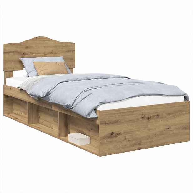 vidaXL Rám postele Umělecký dub 90 x 190 cm Masivní borové dřevo
