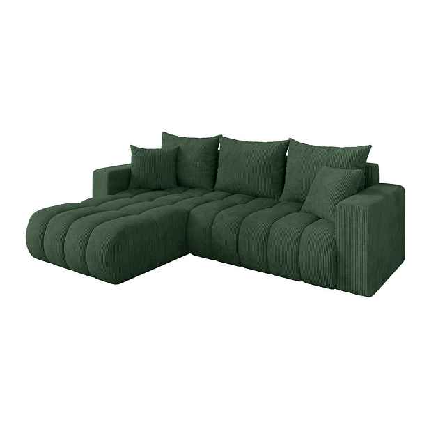 ALTDECOR ROHOVÁ SEDAČKA s funkcí spaní, otoman vlevo MILA-L-v1 277x195x86 zelená manšestr