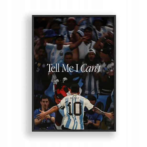 Obraz Lionel Messi Argentina Citát Plakát Rámeček Dřevěný Černý 30x42 cm