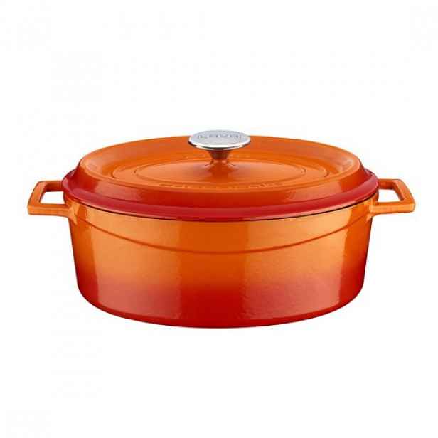 Oválný hrnec, litinový, 31 cm/5,47 l, "Trendy", oranžový - LAVA