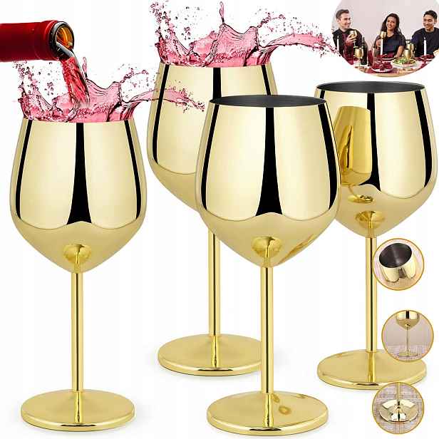 Skleničky Na Červené Víno Ocelové Skleničky Na Víno 4KS Ideální Dárek