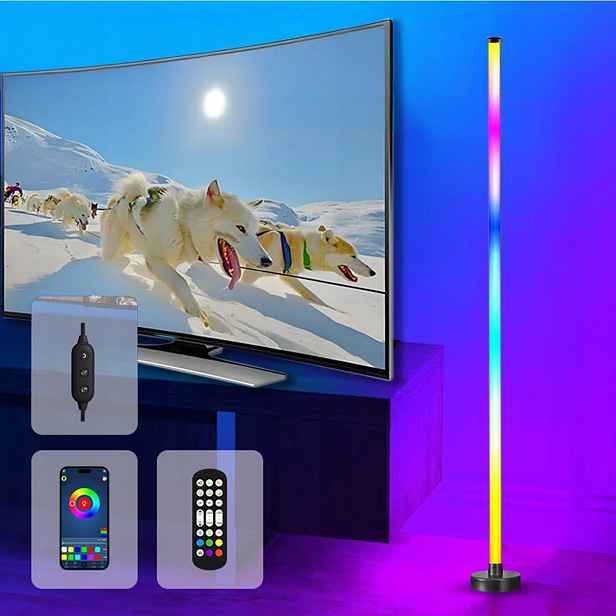 Podlahová Rohová Stojací Lampa Rgb Led Dálkový Ovladač Aplikace Music Sensor 120 CM