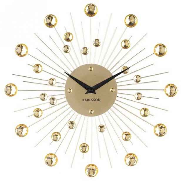 Nástěnné hodiny z krystalů zlaté barvy Karlsson Sunburst
