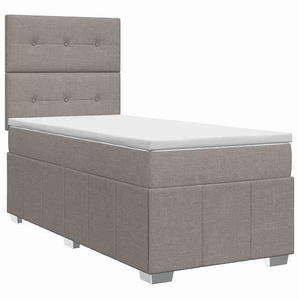 vidaXL Postel boxspring s matrací s čelo Taupe 100 x 200 cm Textil