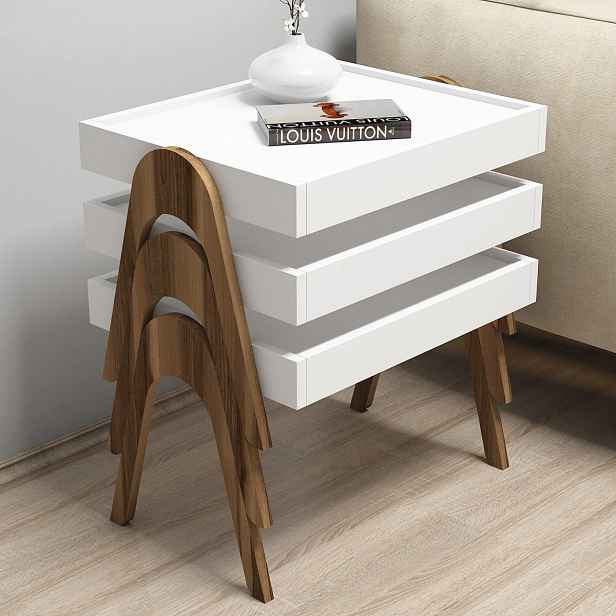 Hanah Home Sada odkládacích stolků Roma 53,6 cm ořech/bílá