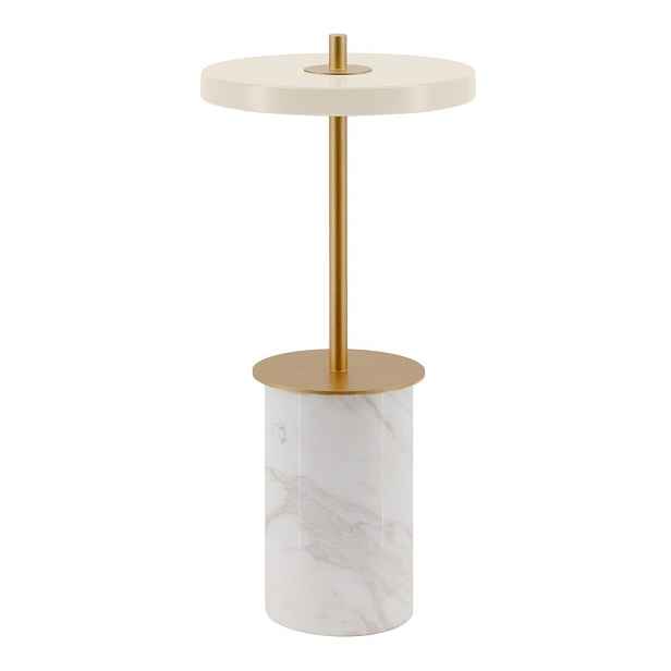 Krémová mramorová LED stmívatelná stolní lampa s kovovým stínidlem (výška 25,5 cm) Asteria Move Mini – UMAGE