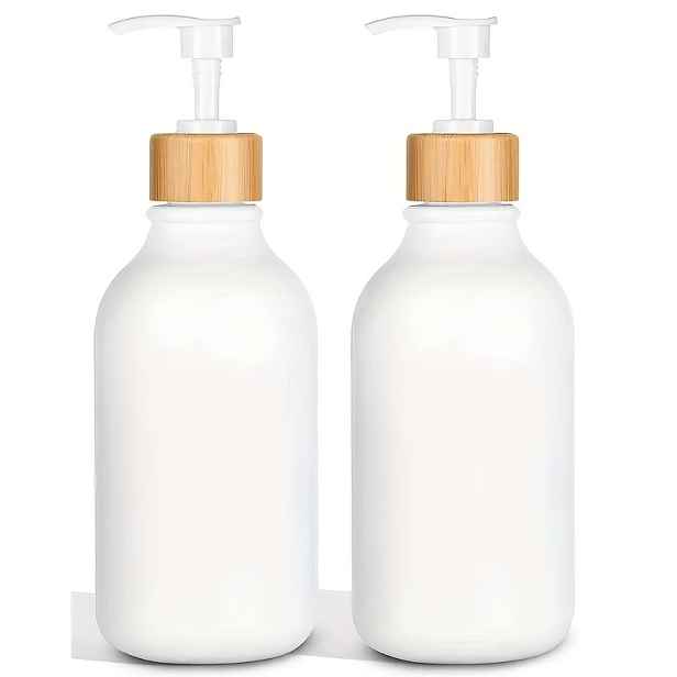 TEMU 2 ks bílých dávkovacích lahví na sprchový gel a šampon, 500 ml velká kapacita, dávkovací lahve s pumpičkou, plnitelné lahve na sprchový gel,