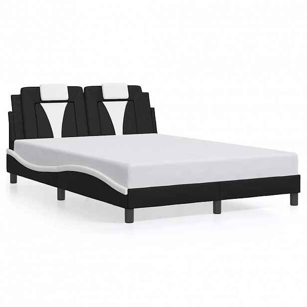 vidaXL Rám postele Viana bez matrace černý a bílý 120 x 200 cm umělá kůže