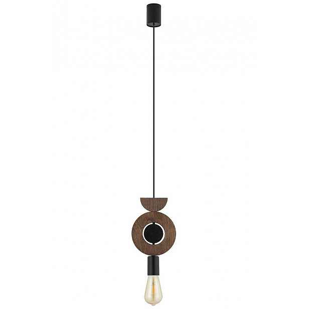 Závěsná lampa Drops Wood D Černá Hnědá 1xE27 Stropní Svítidlo Pokoj Dům