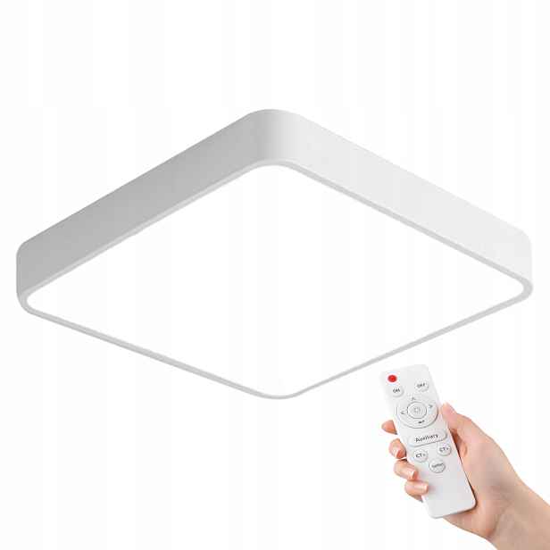 Bílá Čtvercová Lampa Stropní Svítidlo Led Bílá 40 CM Do Obývacího Pokoje Dálkový Ovladač