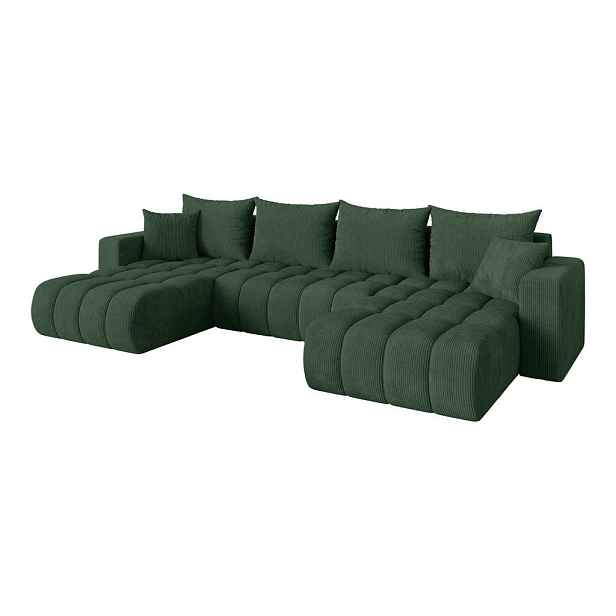 ALTDECOR SEDACÍ SOUPRAVA DO U s funkcí spaní a úložným prostorem MILA-U-v1 378x194x86 zelená manšestr
