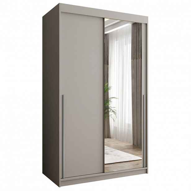 Home Collective SKŘÍŇ S POSUVNÝMI DVEŘMI se zrcadlem, šířka 120 cm, kašmírová se stříbrným úchytem