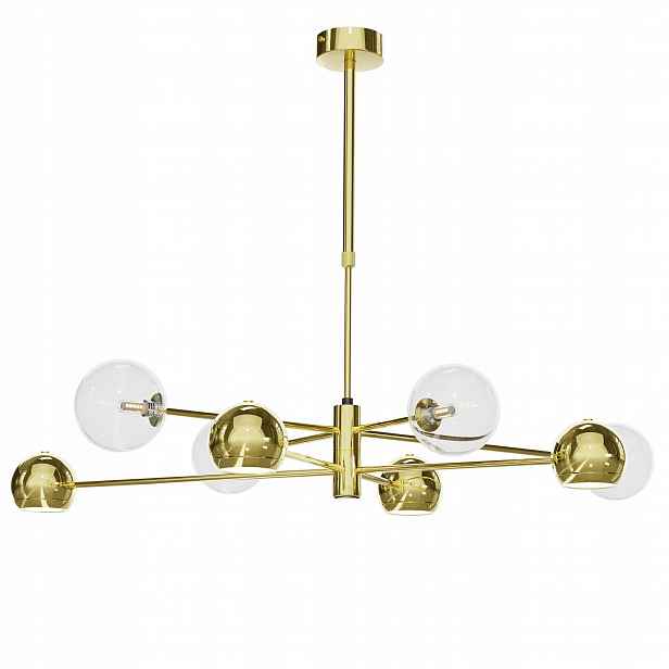 Lustr Moka Zlatý Transparentní Skleněné Stínidla 4xG9 4xGU10 Závěsná lampa