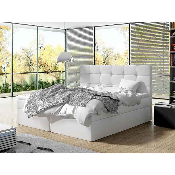 Moderní box spring postel Lipari 180x200, bílá HELCEL