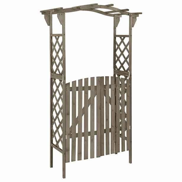 vidaXL Pergola s brankou 116 x 40 x 204 cm šedá masivní jedle