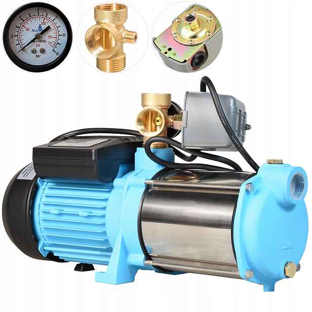 Výkonná Vodní Pumpa Inox 1300 W 100 L/min S Příslušenstvím Pro Hydrofor 5 Rotorů