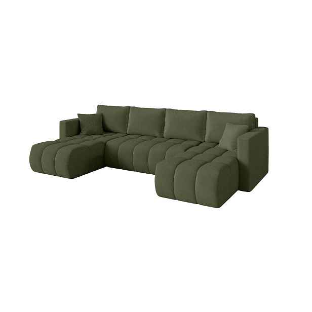 ALTDECOR SEDACÍ SOUPRAVA DO U s funkcí spaní a úložným prostorem GARD-U 300x146x85 zelená bouclé