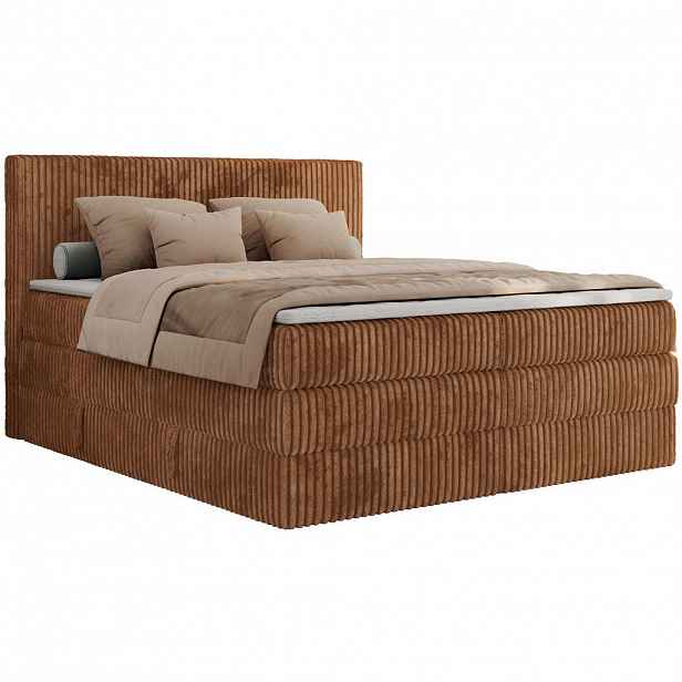 MKS POSTEL BOXSPRING TILIANO KING 180/200 - Oranžový manšestr - H3