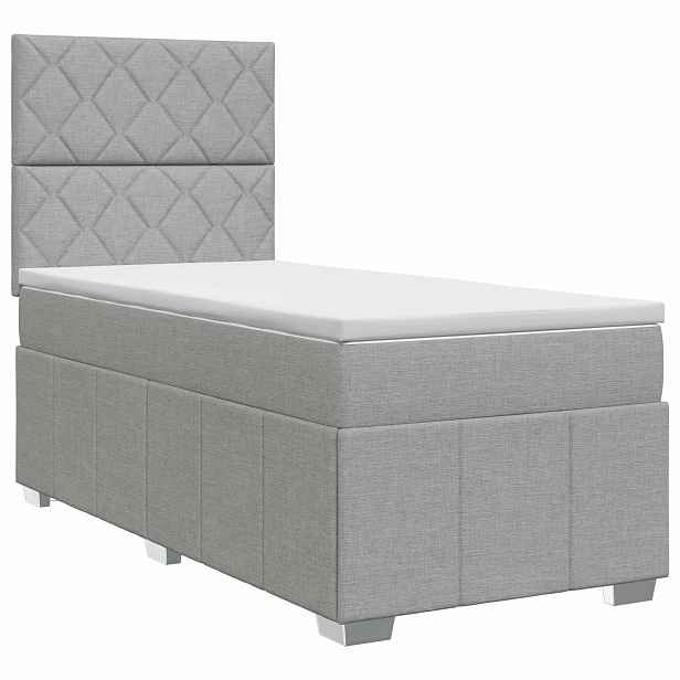 vidaXL Postel boxspring s matrací Světle šedá 100 x 200 cm Textil