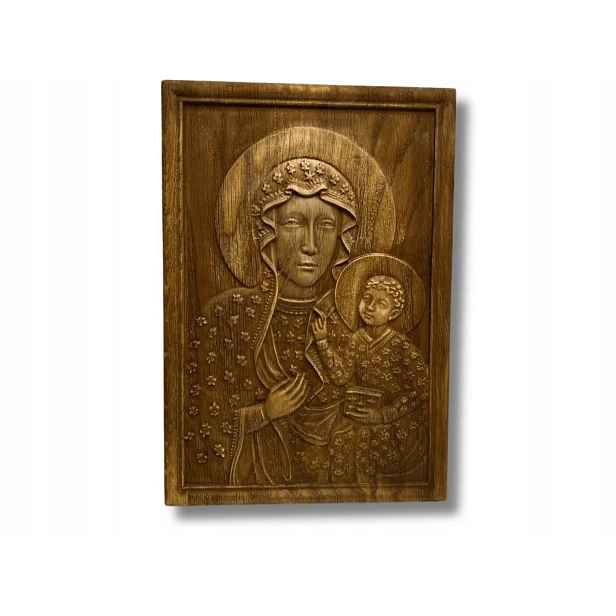 Panna Maria Čenstochovská 120 cm dřevěná socha, dekorace kostela dar