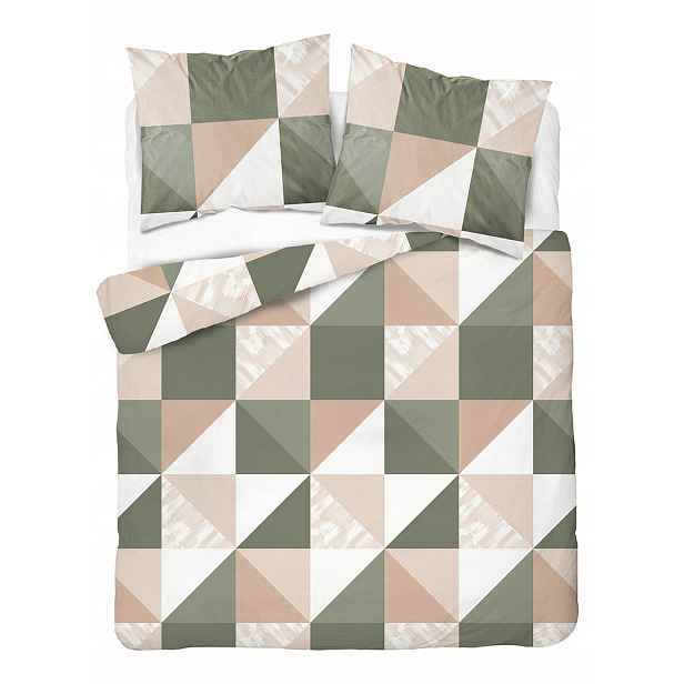 Povlečení 220x200 Geometrická zelená/béžová