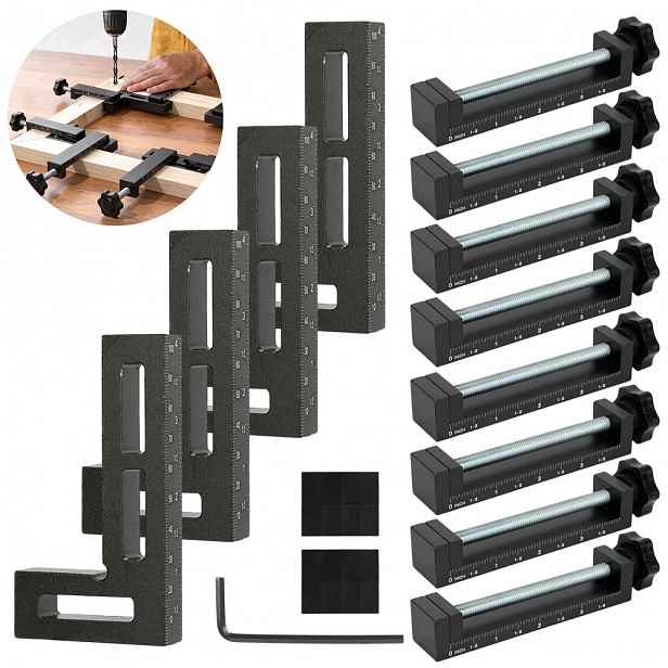 Upínací Svorka 4X Rohový Úhlový Svěrák Rukojeť 140 MM Hliníková 90° Sada