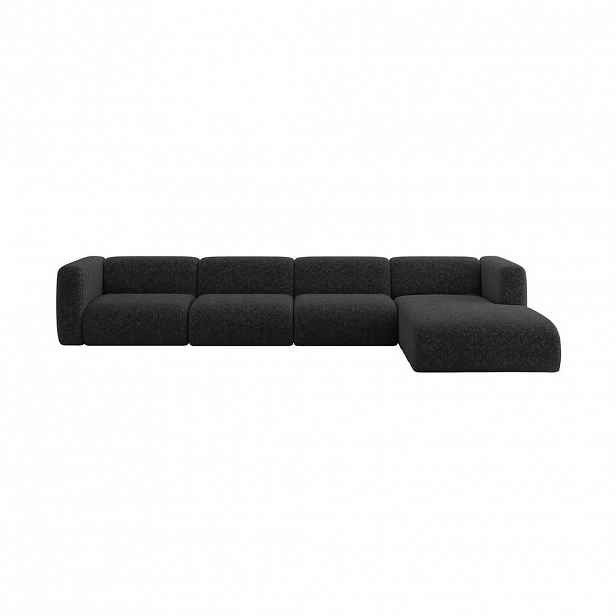 ALTDECOR ROHOVÁ SEDAČKA S PRAVOU OTOMANOU MIRA-L3 409x179x70 Černá Velur