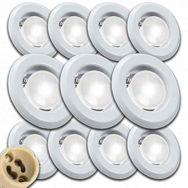 11x Stropní Svítidlo Halogenové Očko S Žárovkou 1,5W Neutrální Hotový Set