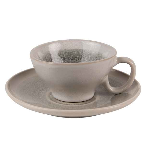 Šedo-zelený keramický šálek s podšálkem Groa - 10*8*5 cm / Ø 14*1 cm / 100 ml Clayre & Eef