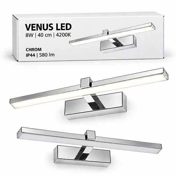 Venus nástěnné svítidlo 8W 40 cm chrom Led pro zrcadlo 580lm neutrální 4200K IP44