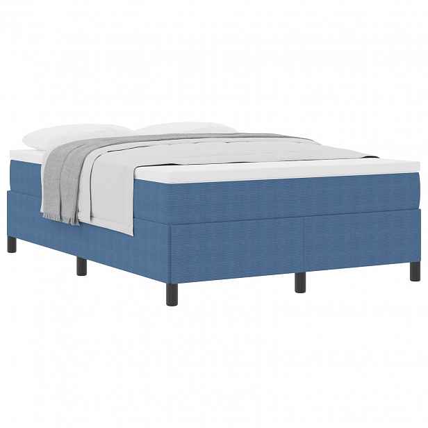 vidaXL Postel s boxspringem Modrá 140 x 200 cm Žebrovaná látka