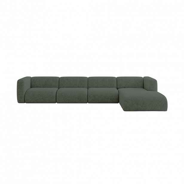 ALTDECOR ROHOVÁ SEDAČKA S PRAVOU OTOMANOU MIRA-L3 409x179x70 Zelená Velur
