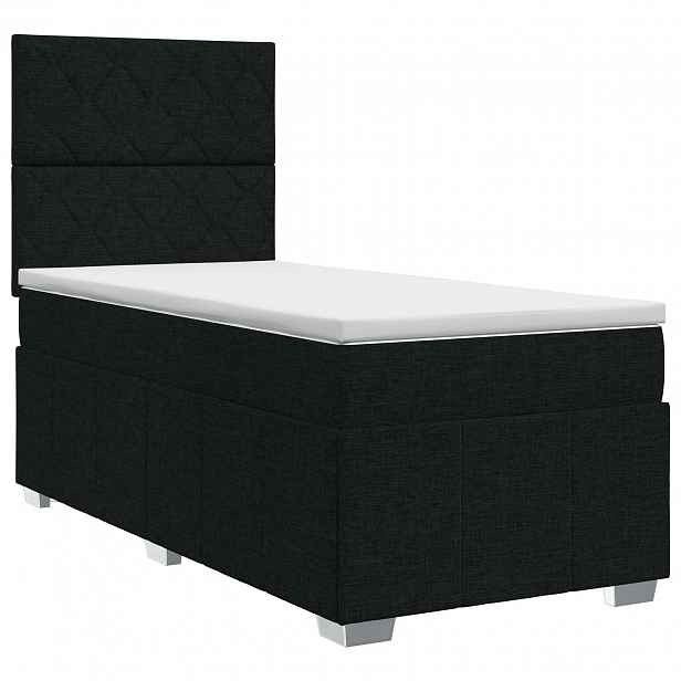 vidaXL Postel boxspring s matrací s čelo Černá 100 x 200 cm Textil
