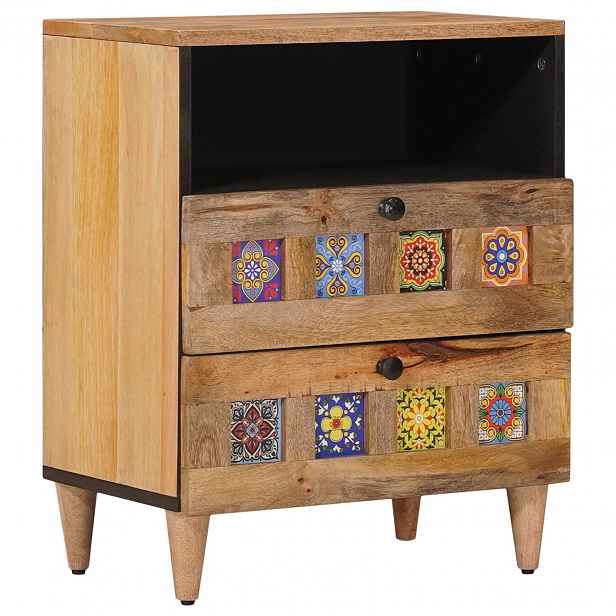 vidaXL Noční skříňka Přírodní 50 x 33 x 62 cm Masivní mangové dřevo